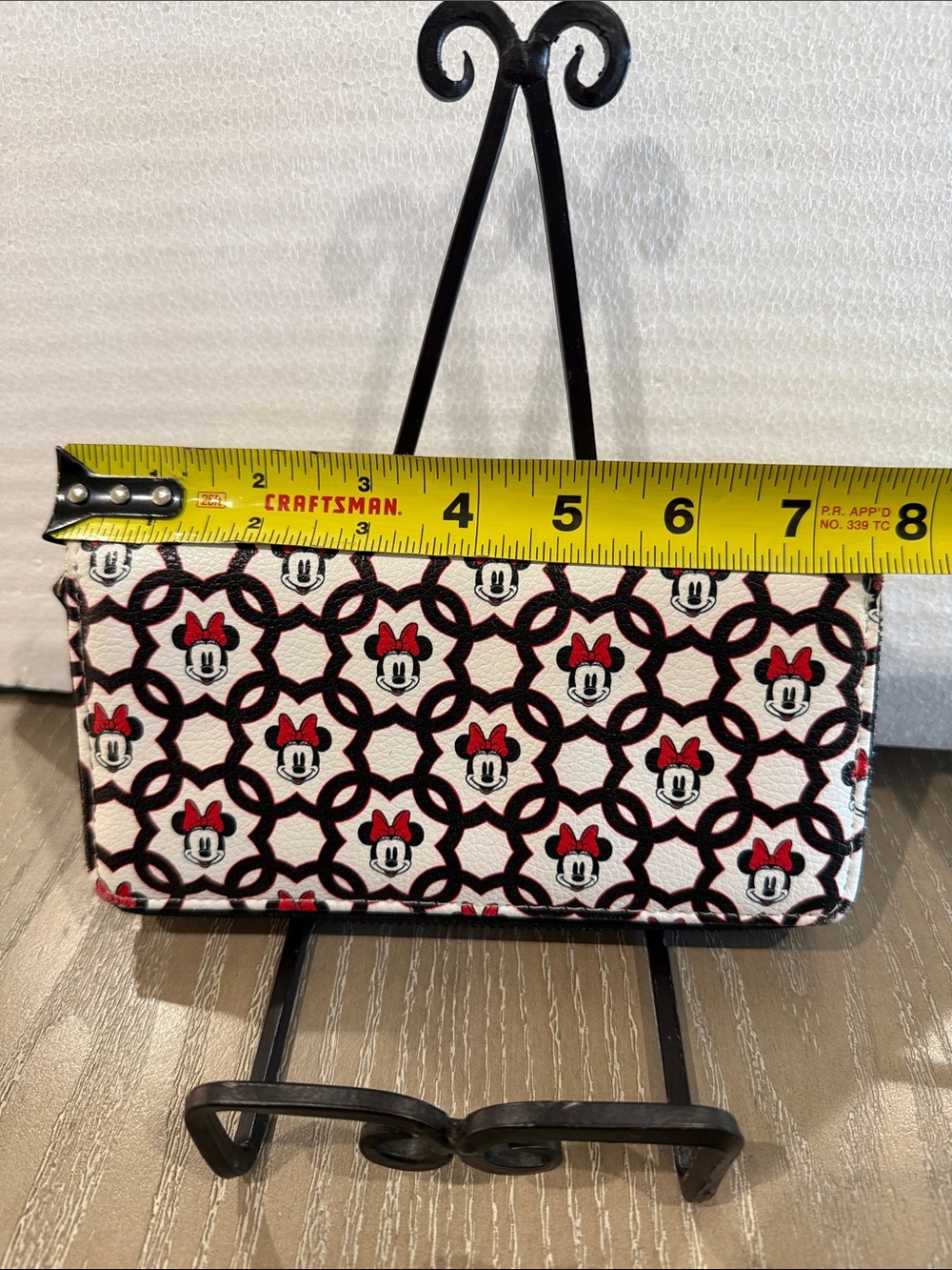 DISNEY Printed Minnie Pattern Zip Wallet in White, Black & Red - Picture 9 of 12